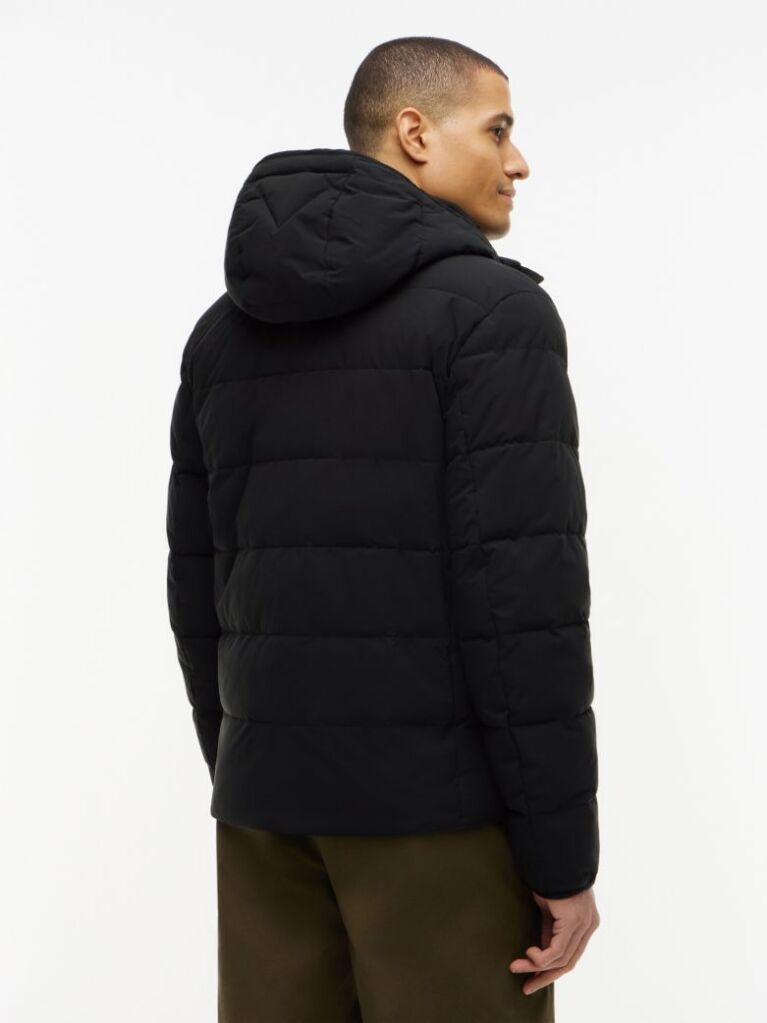 Black Double-Layer Hooded Puffer Jacket  Men