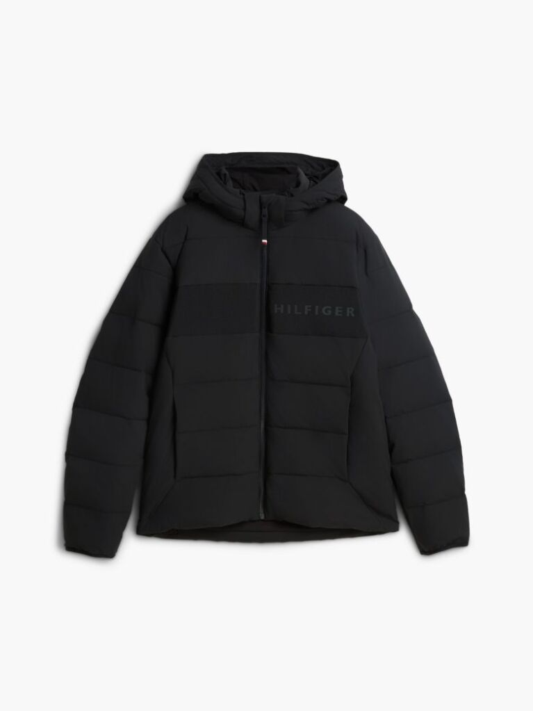 Black Double-Layer Hooded Puffer Jacket  Men