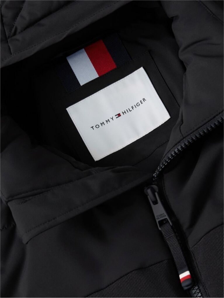 Black Double-Layer Hooded Puffer Jacket  Men