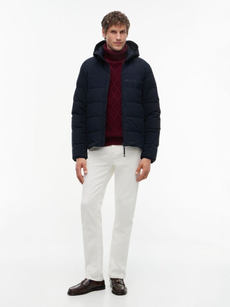Blue Double-Layer Hooded Puffer Jacket  Men