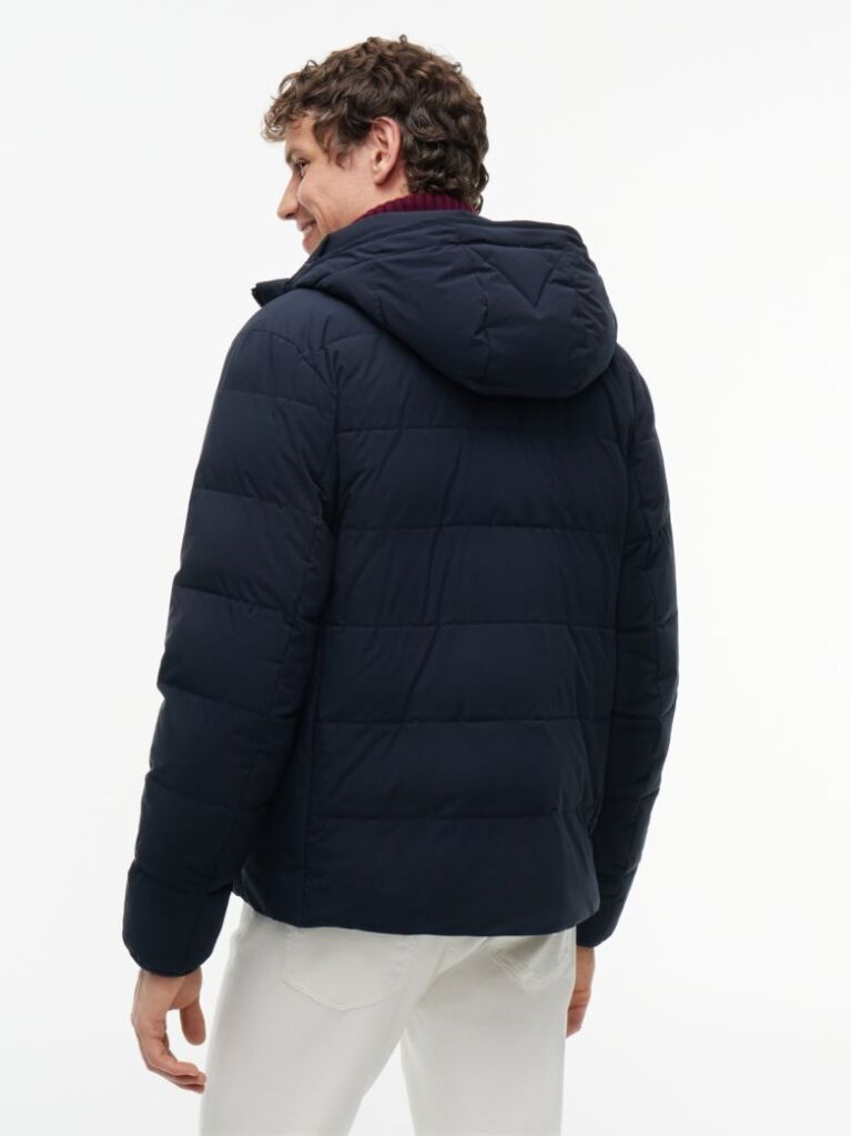 Blue Double-Layer Hooded Puffer Jacket  Men