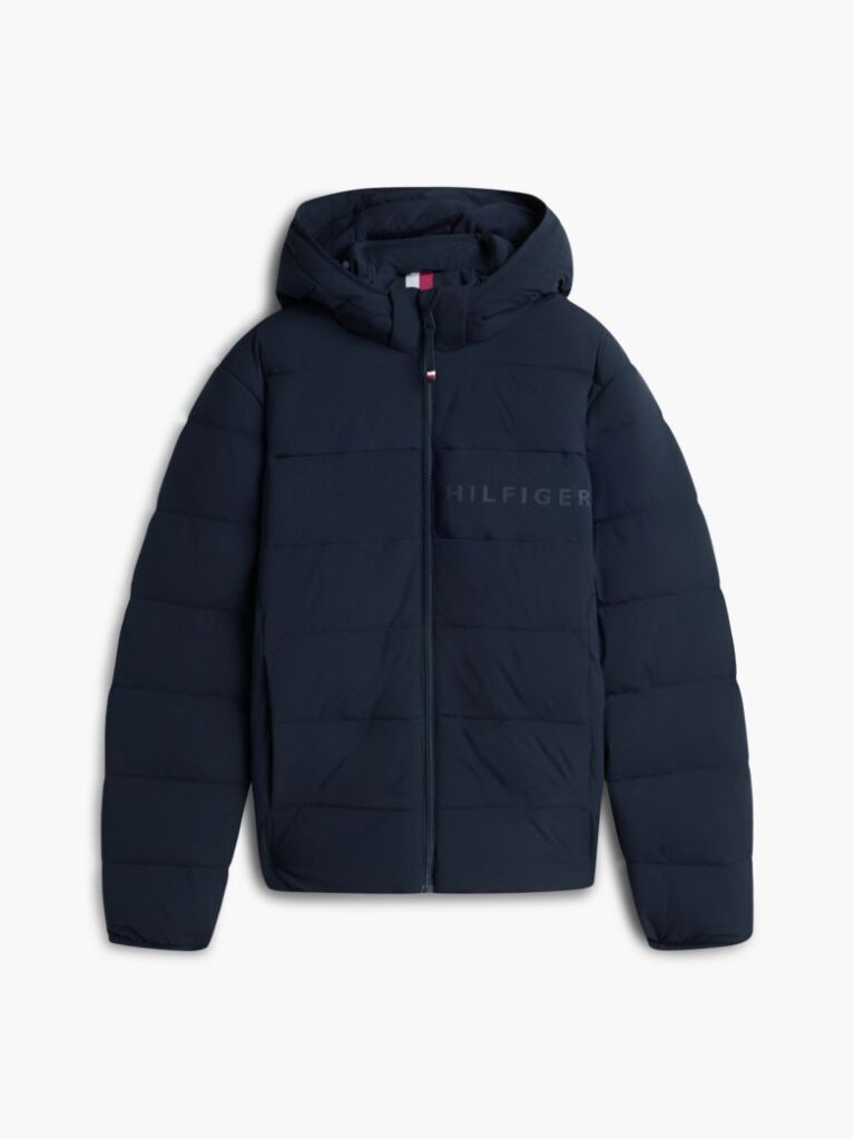 Blue Double-Layer Hooded Puffer Jacket  Men