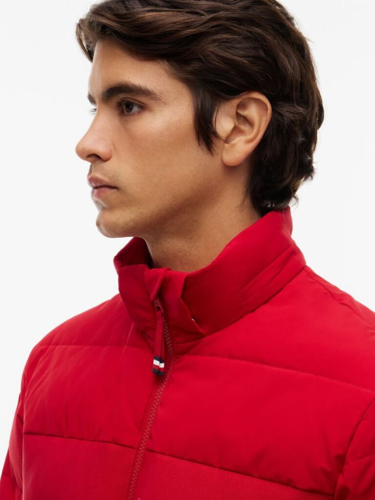 Red Double-Layer Hooded Puffer Jacket  Men