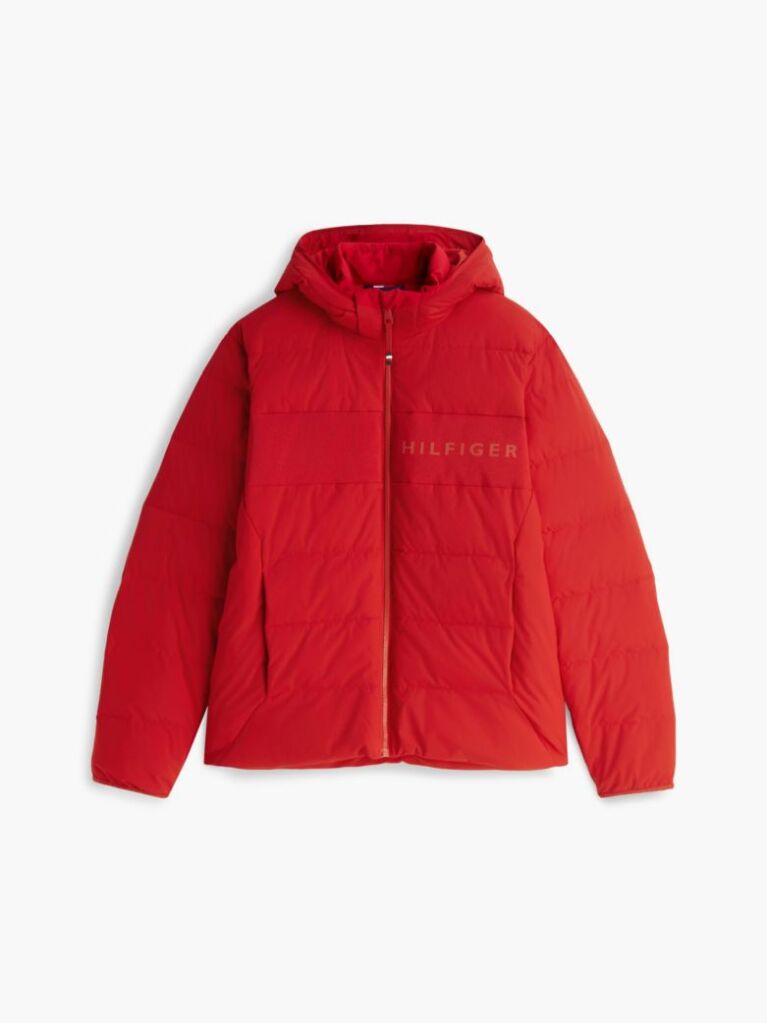 Red Double-Layer Hooded Puffer Jacket  Men