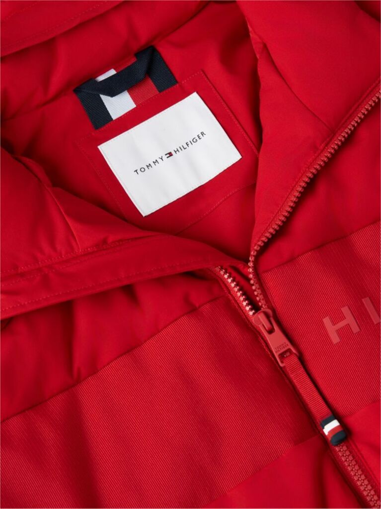 Red Double-Layer Hooded Puffer Jacket  Men