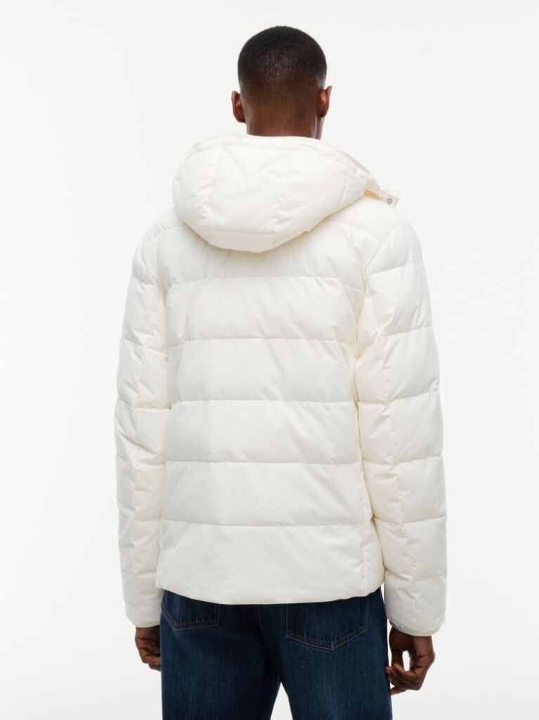 Beige Double-Layer Hooded Puffer Jacket  Men