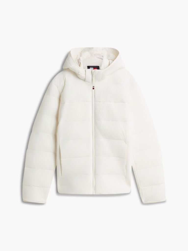 Beige Double-Layer Hooded Puffer Jacket  Men