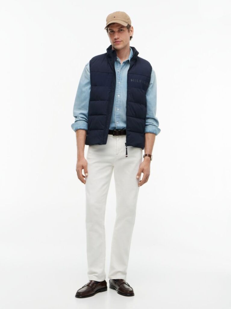 Blue Tonal Logo Quilted Gilet  Men