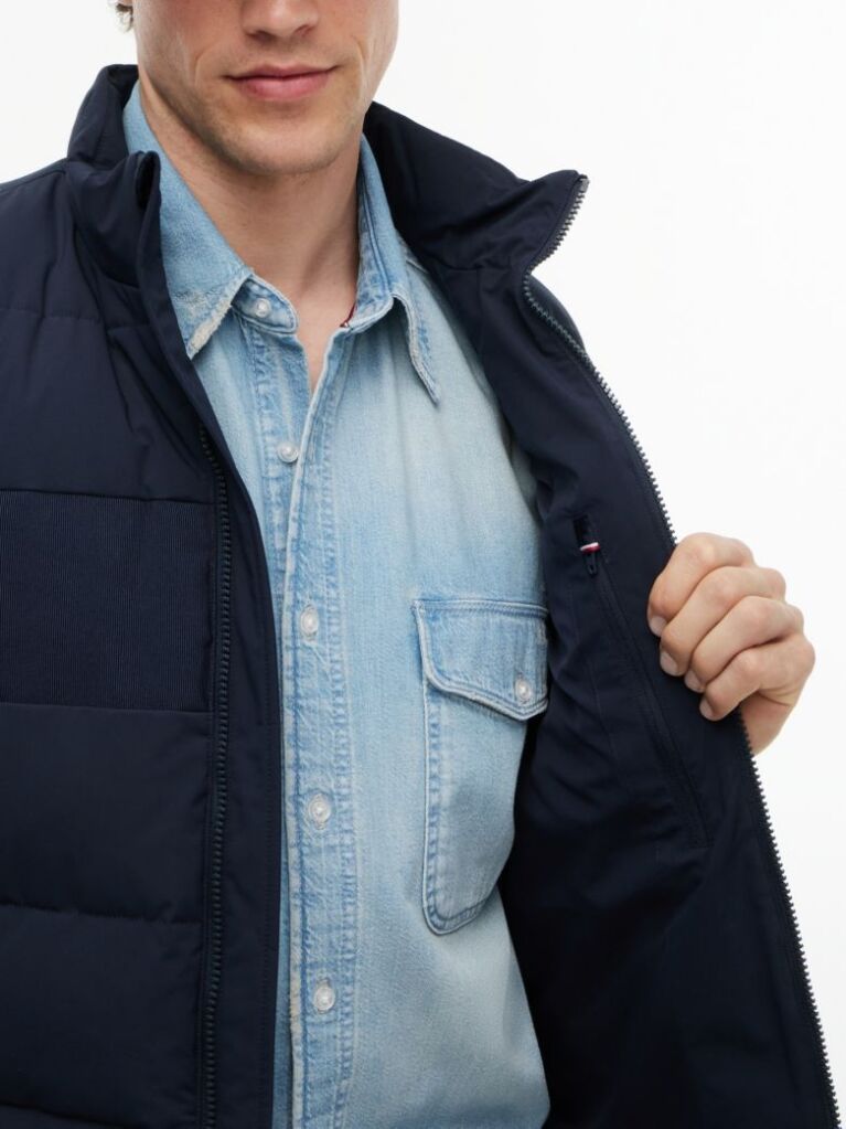 Blue Tonal Logo Quilted Gilet  Men