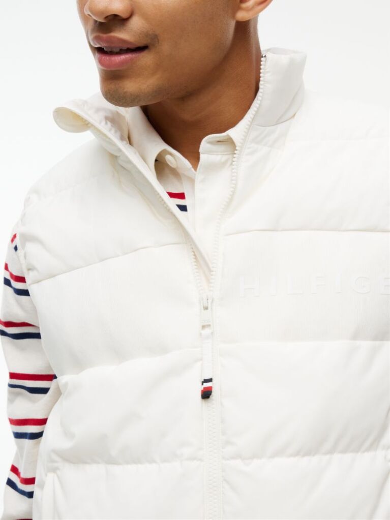 Beige Tonal Logo Quilted Gilet  Men
