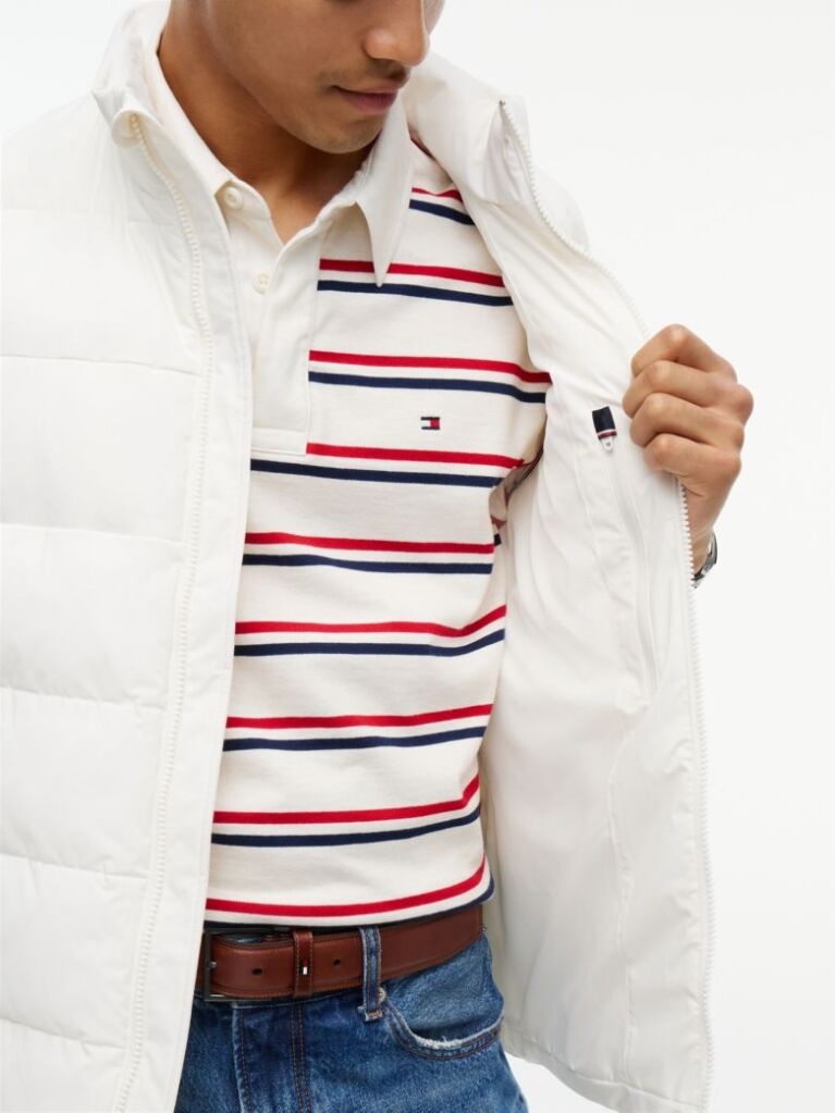 Beige Tonal Logo Quilted Gilet  Men