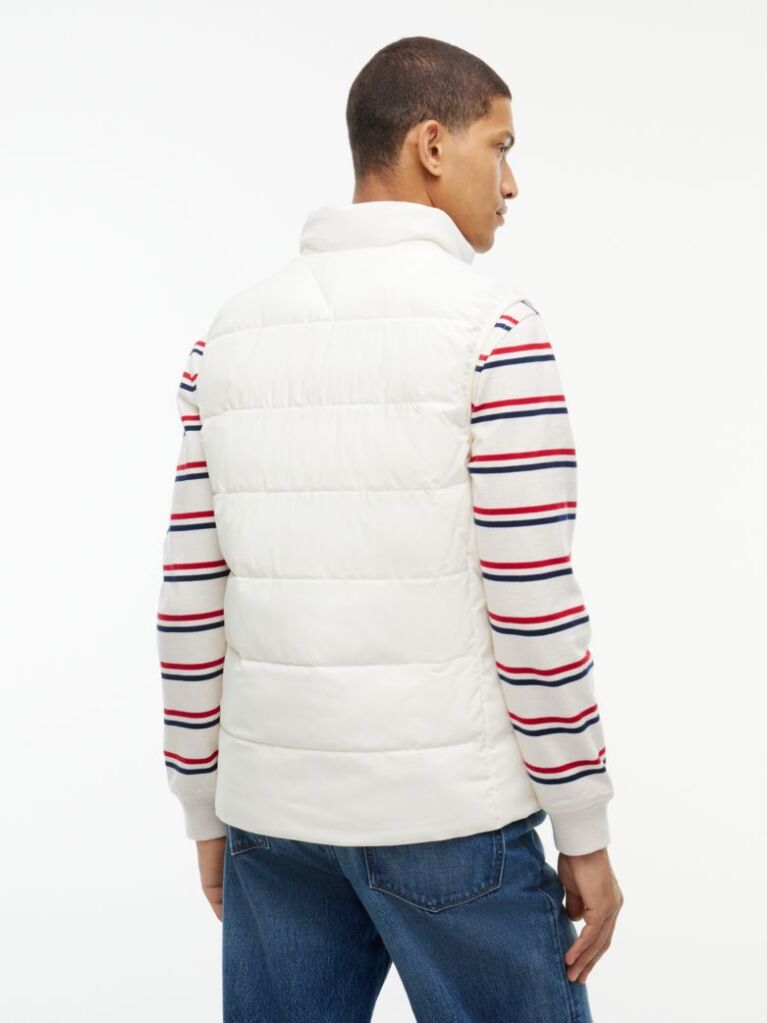 Beige Tonal Logo Quilted Gilet  Men