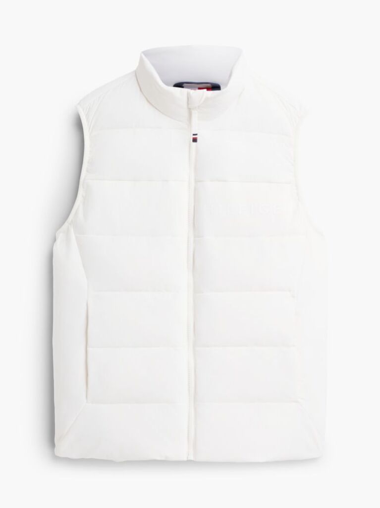 Beige Tonal Logo Quilted Gilet  Men