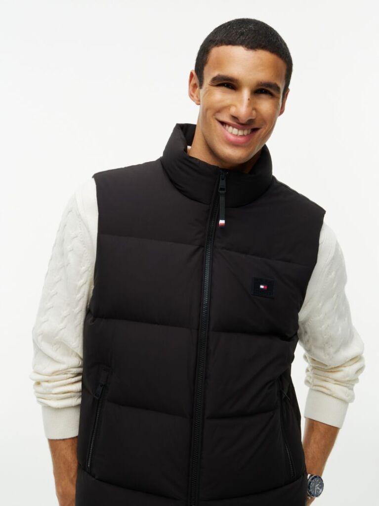 Black Logo Down Zip-Thru Gilet  Men