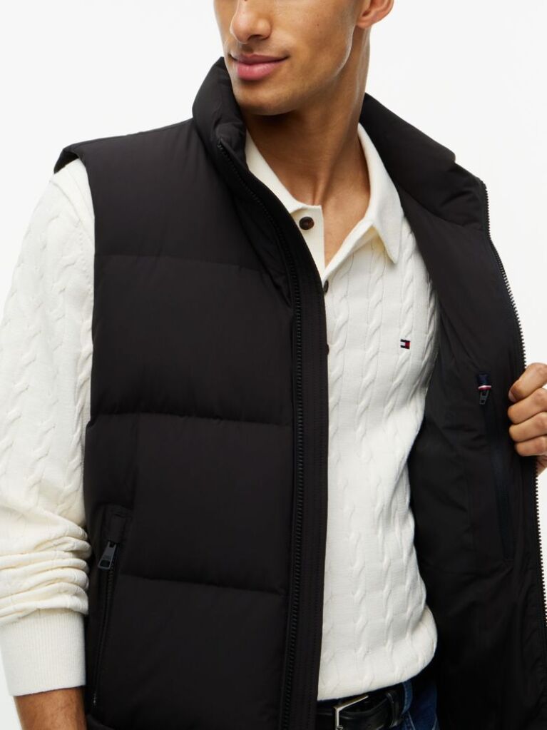 Black Logo Down Zip-Thru Gilet  Men