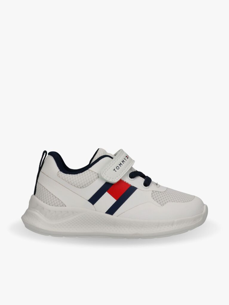 White Flag Mesh Hook And Loop Sneakers  Kids Unisex