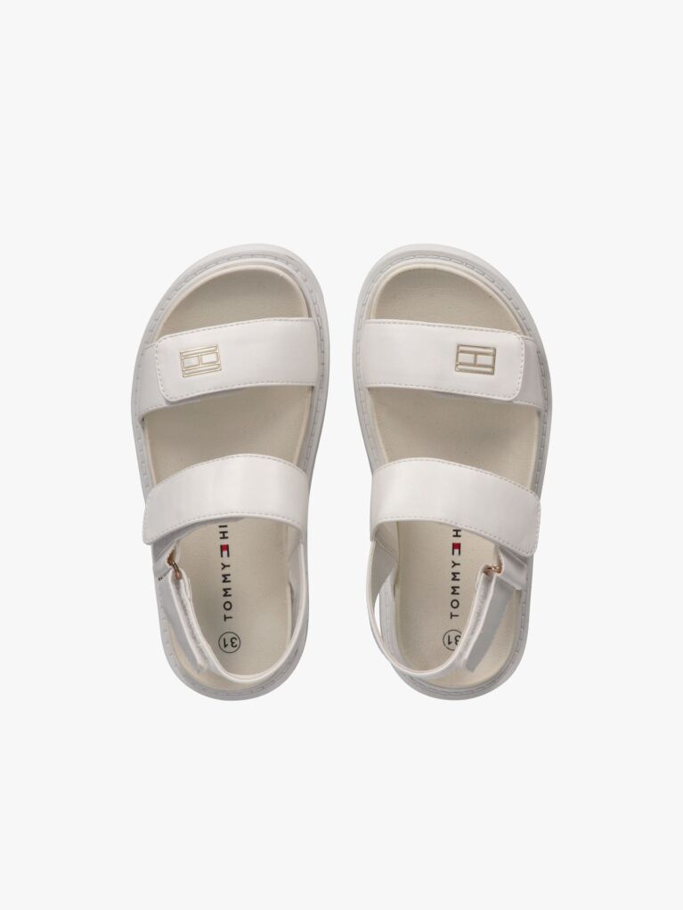 White Hook And Loop Sandals  Girls