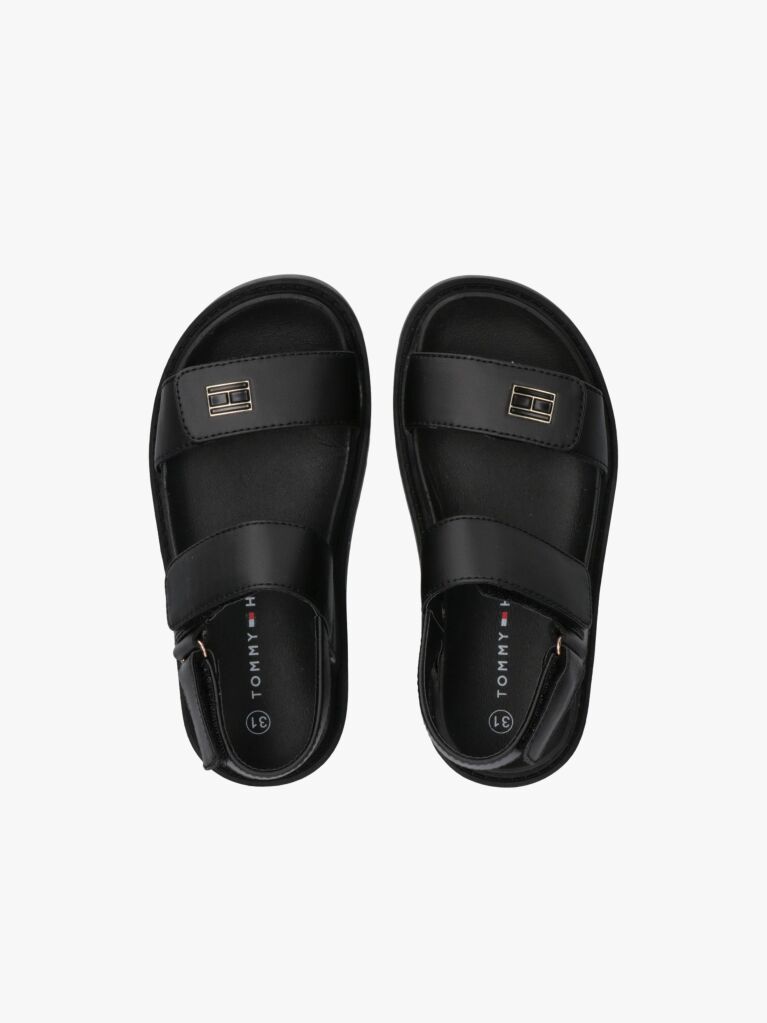 Black Hook And Loop Sandals  Girls