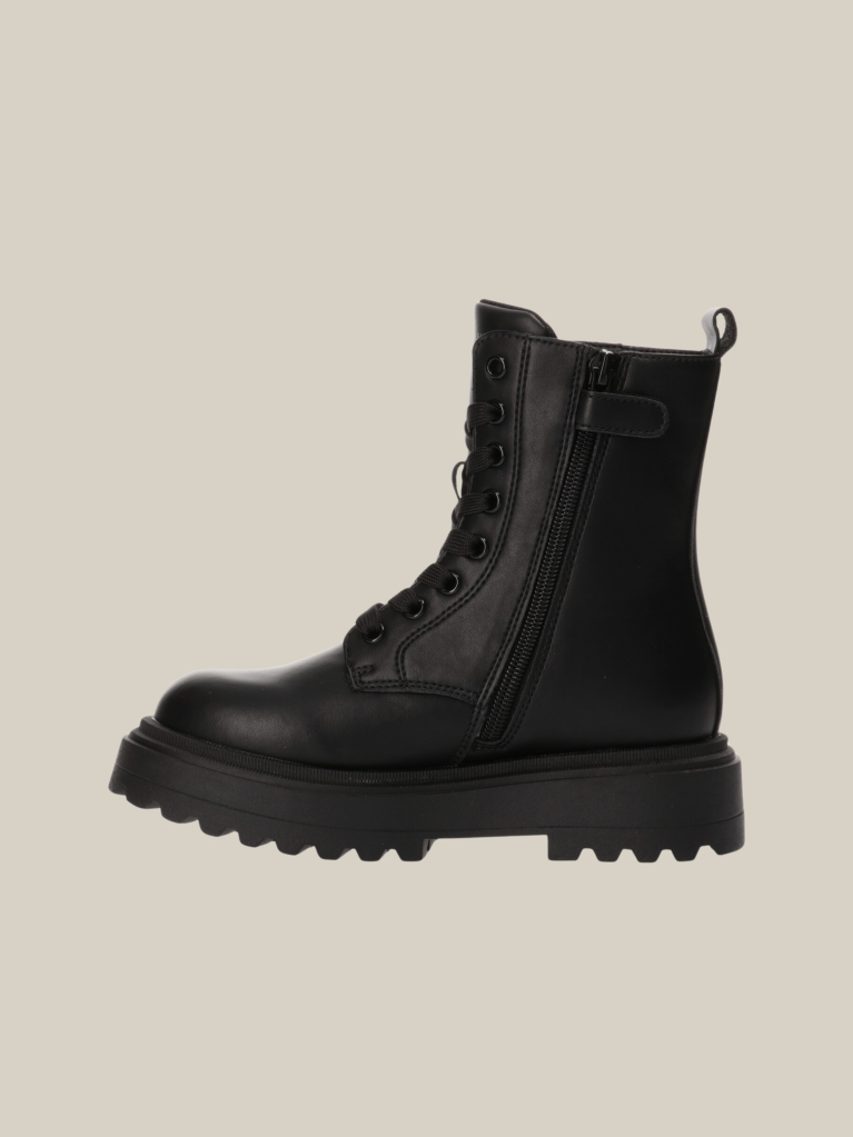 Black Cleat Lace-Up Ankle Boots  Girls