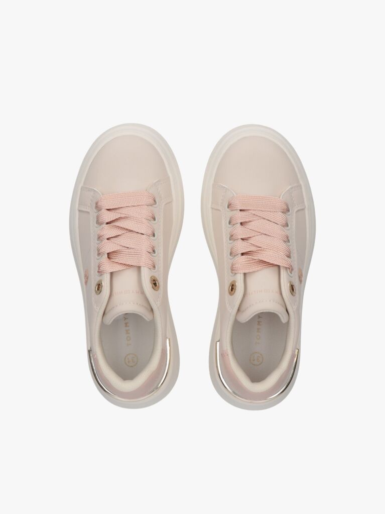 Μπεζ Sneakers Με Μονόγραμμα TH Και Μεταλλική Λεπτομέρεια  Κορίτσια