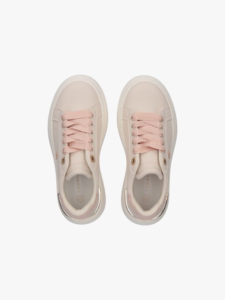 Μπεζ Sneakers Με Μονόγραμμα TH Και Μεταλλική Λεπτομέρεια  Κορίτσια