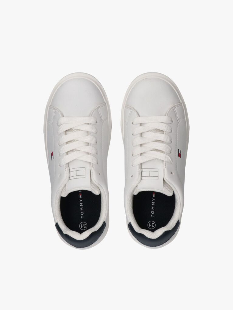 Άσπρο Δετά Sneakers Με Κεντητό Σημαιάκι  Παιδί Unisex