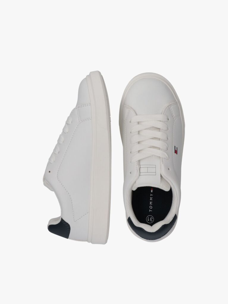 Άσπρο Δετά Sneakers Με Κεντητό Σημαιάκι  Παιδί Unisex
