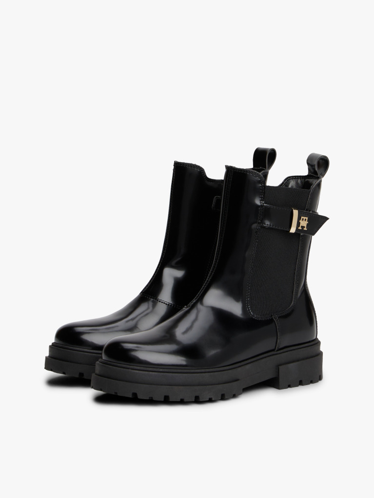 Μαύρο TH Monogram Μποτάκια Με Cleat Σόλα  Κορίτσια