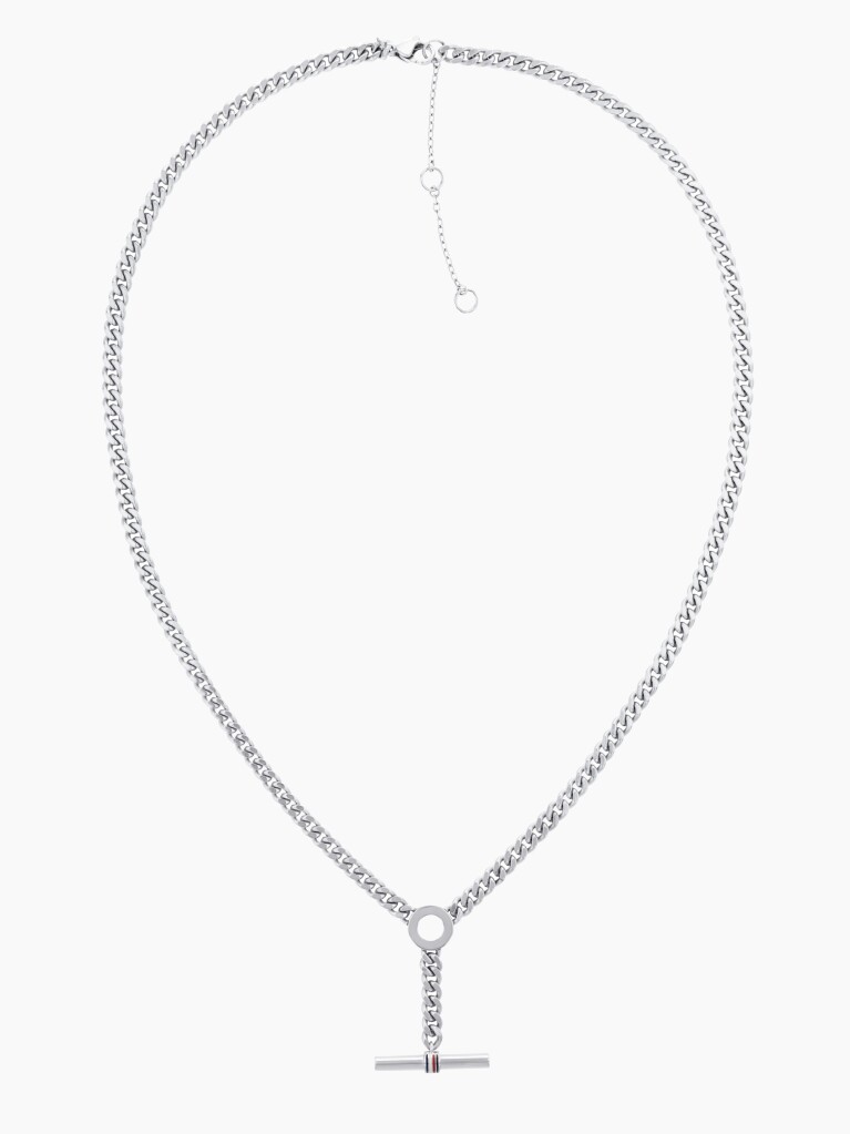 Silver T-Bar Chain Necklace  Women