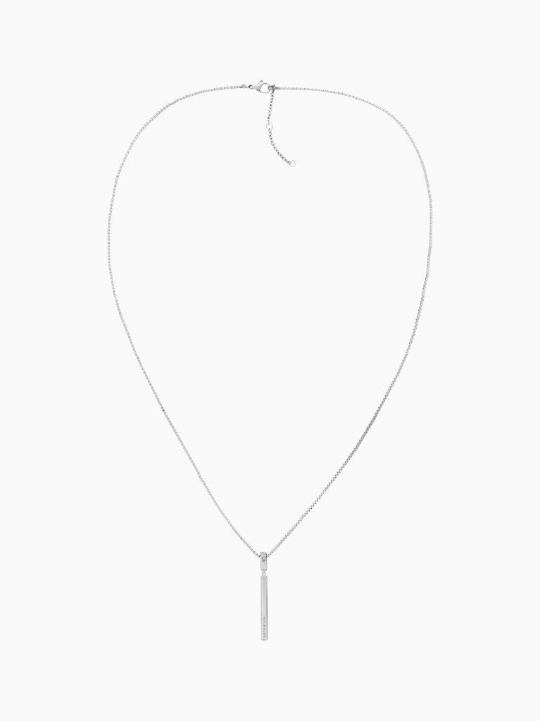 Silver Linear Logo Necklace  Women