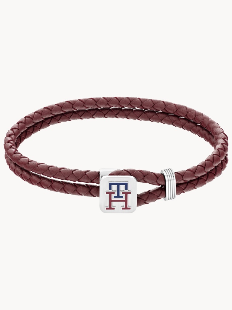 Multi TH Monogram Burgundy Leather Bracelet  Men