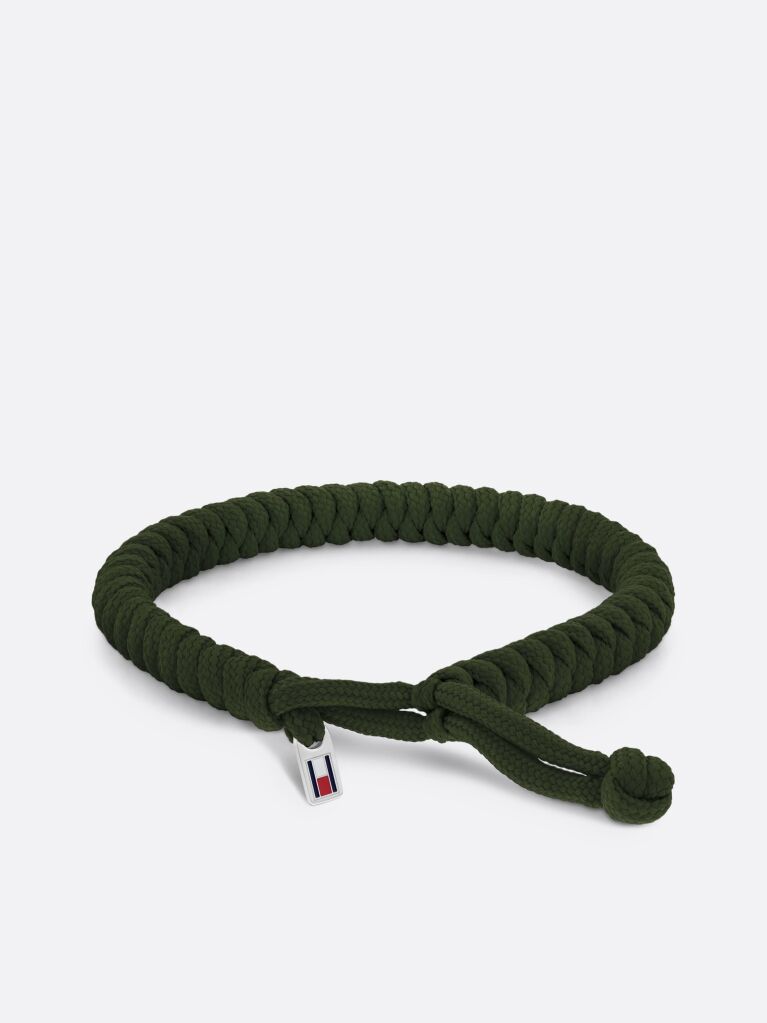 Green Enamel Flag Green Rope Bracelet  Men