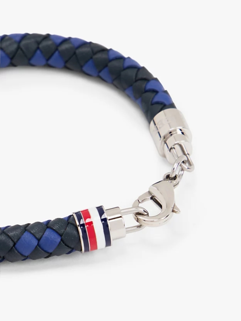 Blue Blue Braided Leather Bracelet  Men