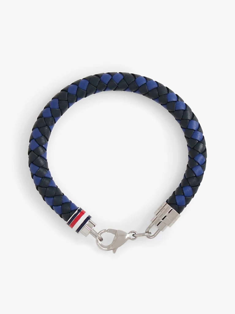 Blue Blue Braided Leather Bracelet  Men