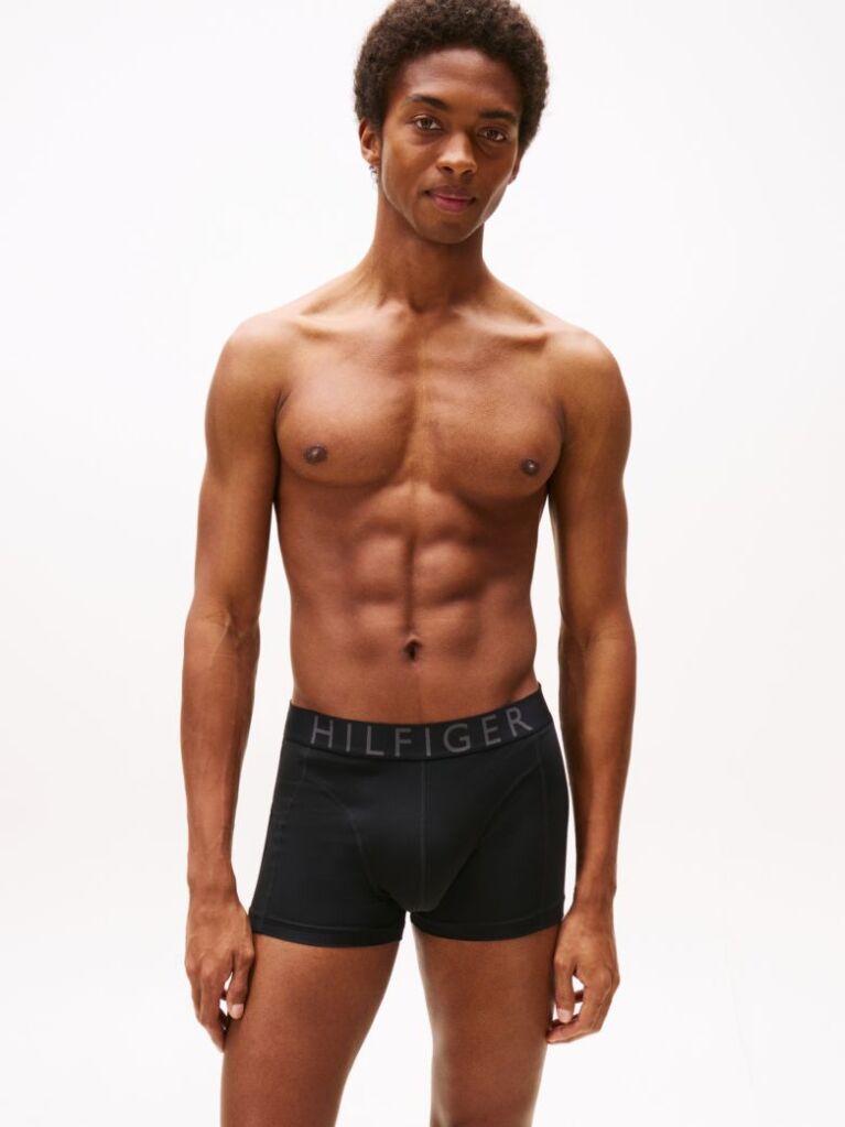Black 3-Pack Microfibre Logo Waistband Trunks  Men