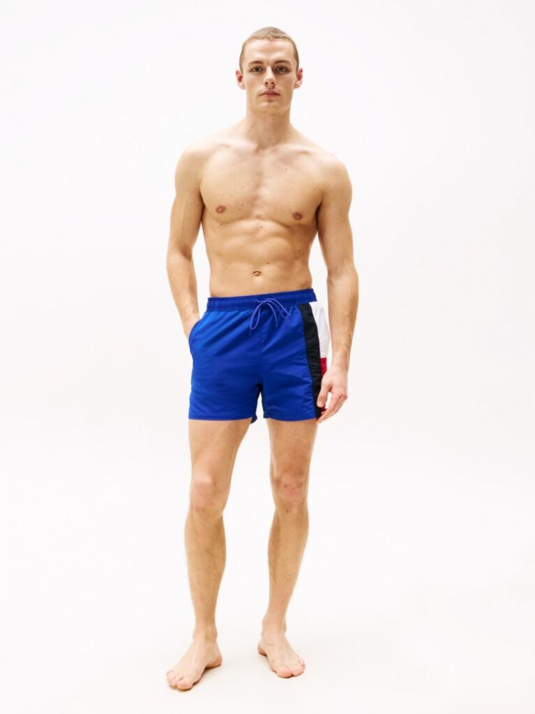 Blue Hilfiger Flag Slim Mid Length Swim Shorts  Men