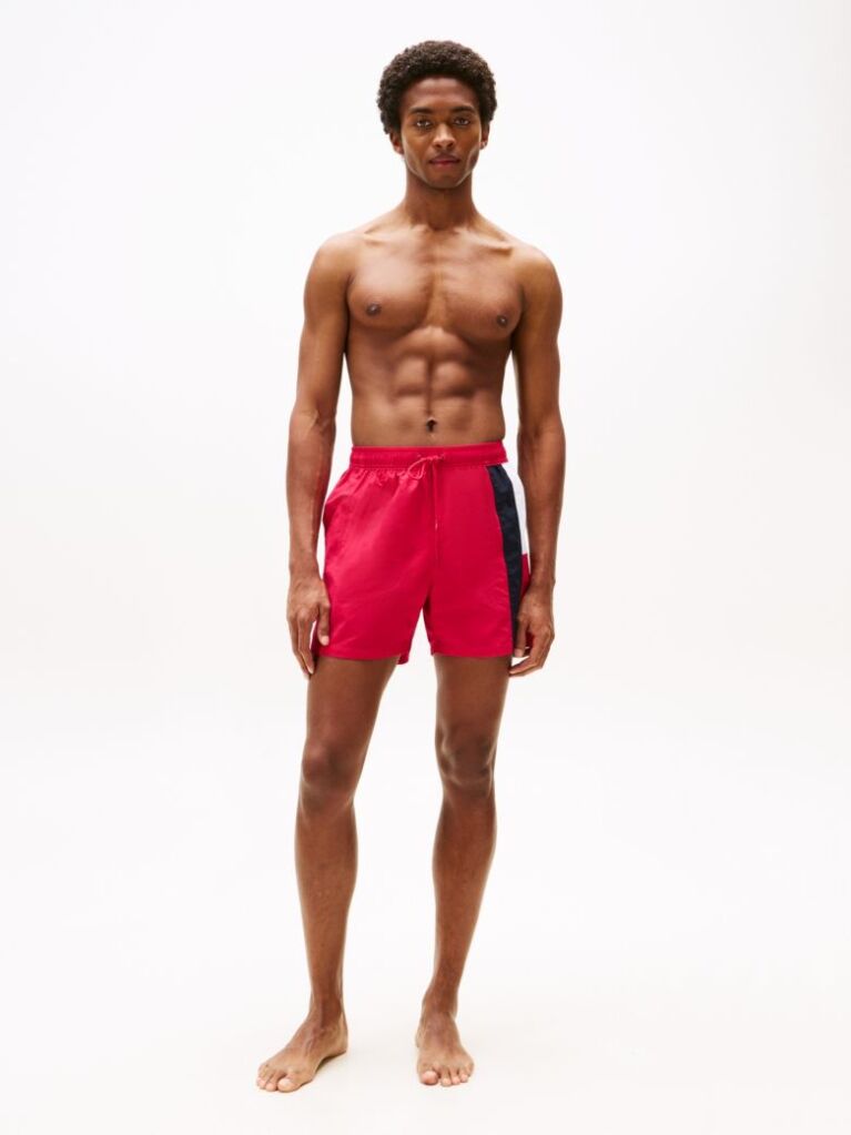 Pink Hilfiger Flag Slim Mid Length Swim Shorts  Men