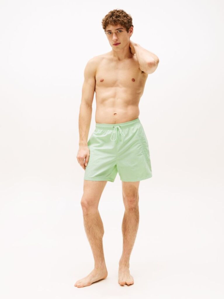 Green Signature Logo Mid Length Swim Shorts  Men