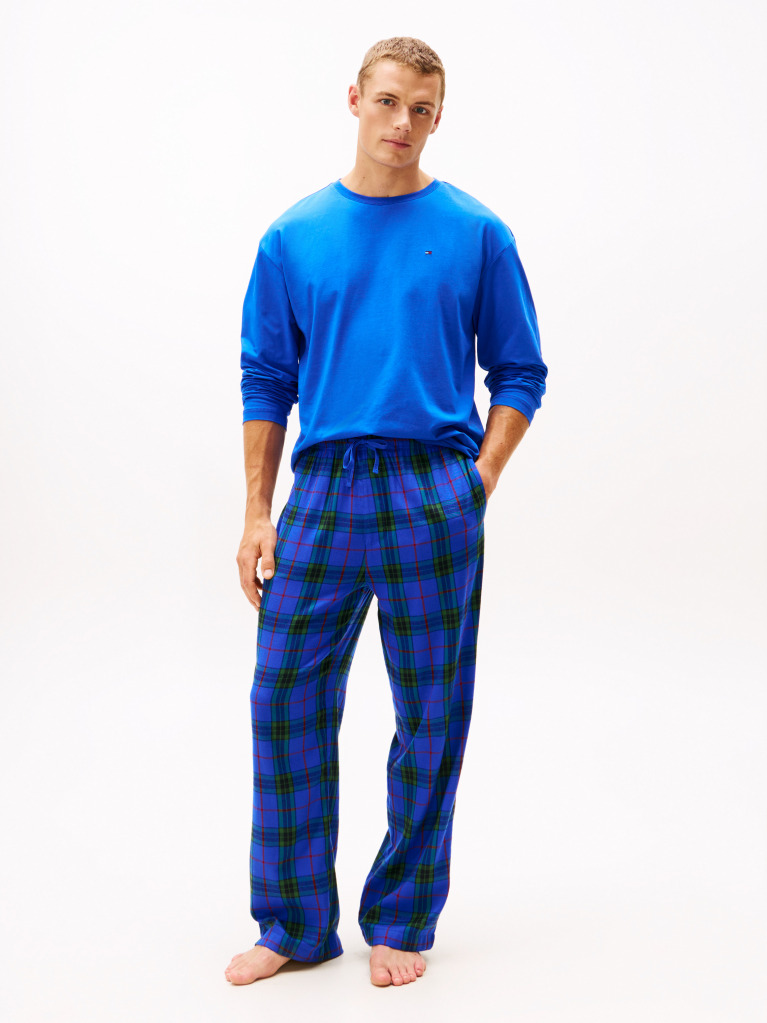 Blue TH Original Flannel Pyjamas And Slippers Gift Box  Men