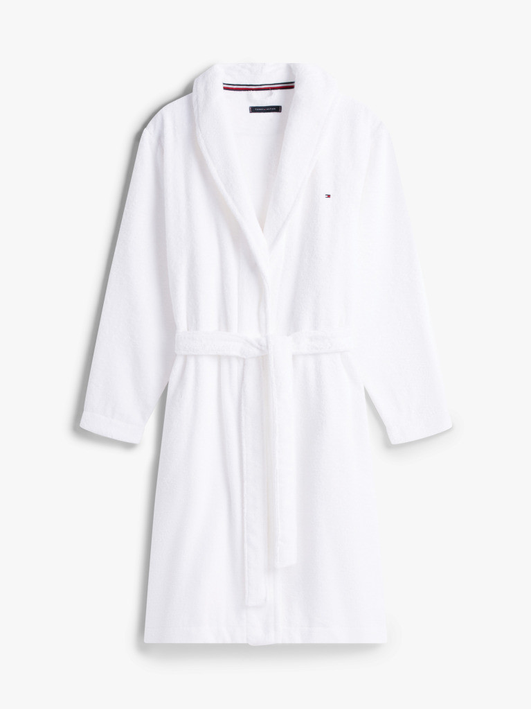 White Cotton Toweling Bathrobe  Men