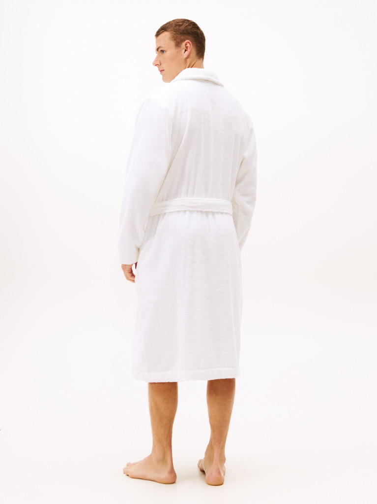White Cotton Toweling Bathrobe  Men