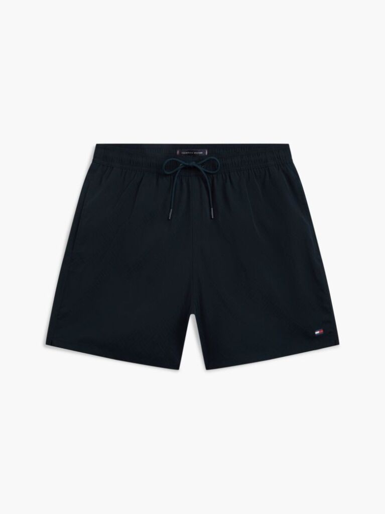 Blue Essential Flag Jacquard Mid Length Swim Shorts  Men