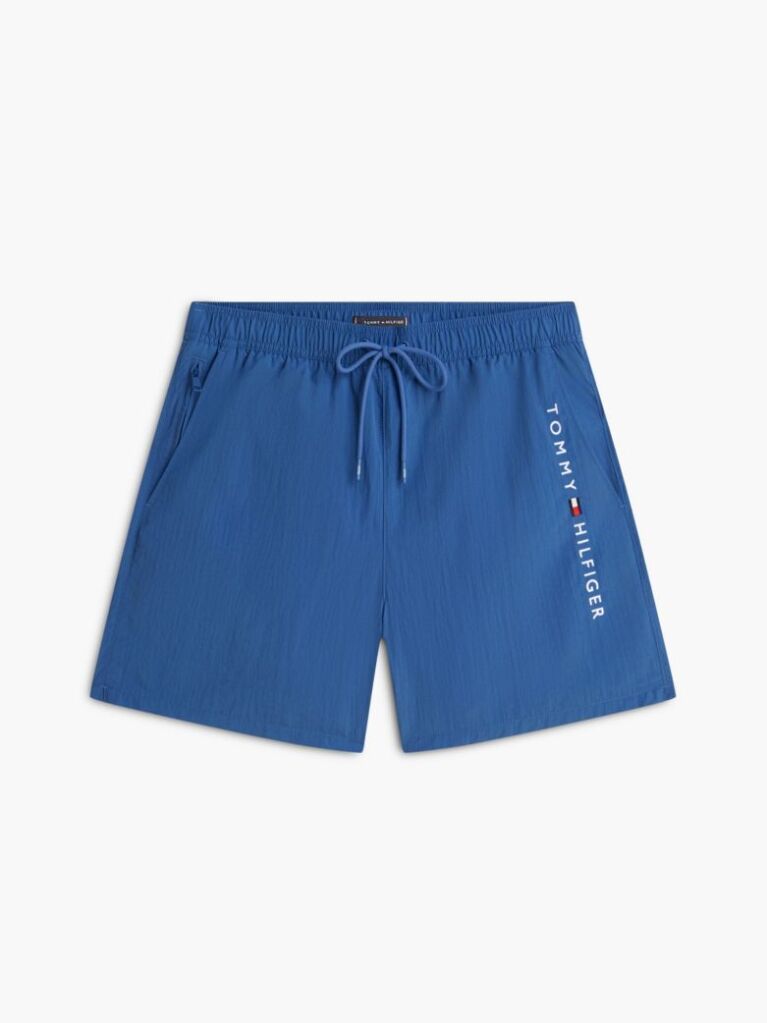Blue Original Logo Mid Length Swim Shorts  Men