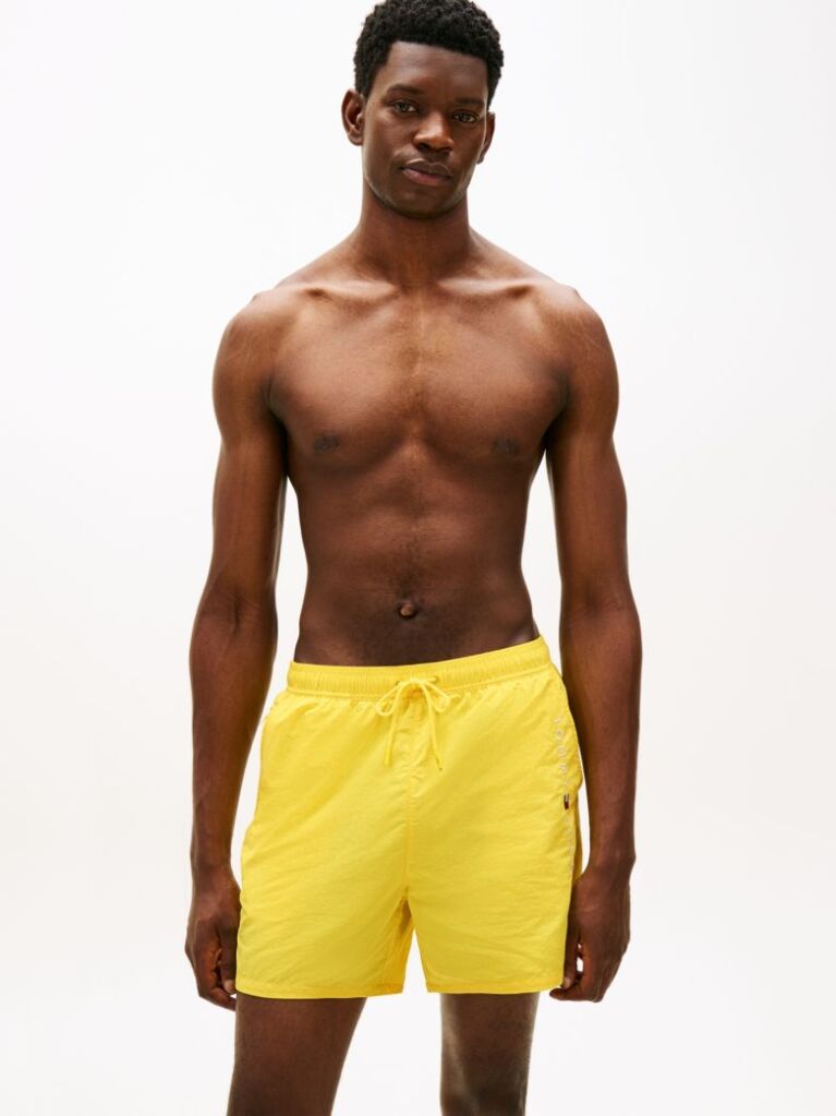 Yellow Original Logo Mid Length Swim Shorts  Men