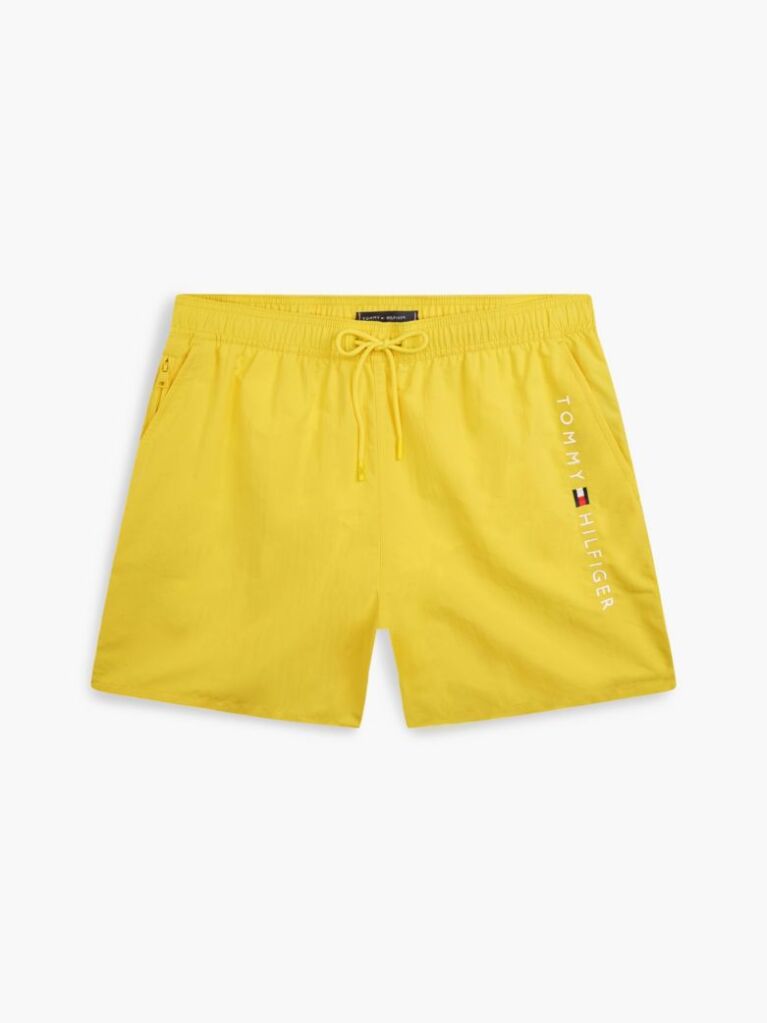 Yellow Original Logo Mid Length Swim Shorts  Men