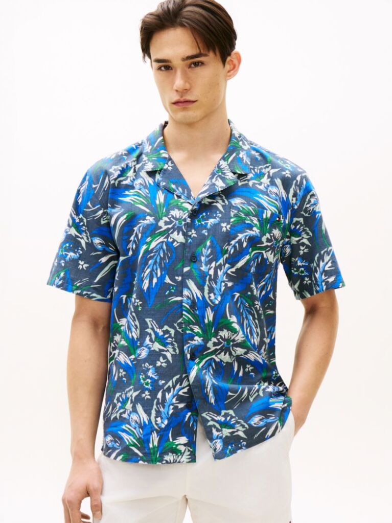 Multi Essential Print Bowling Shirt  Men