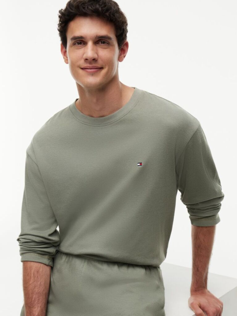 Green TH Original Waffle Knit Pyjama Set  Men