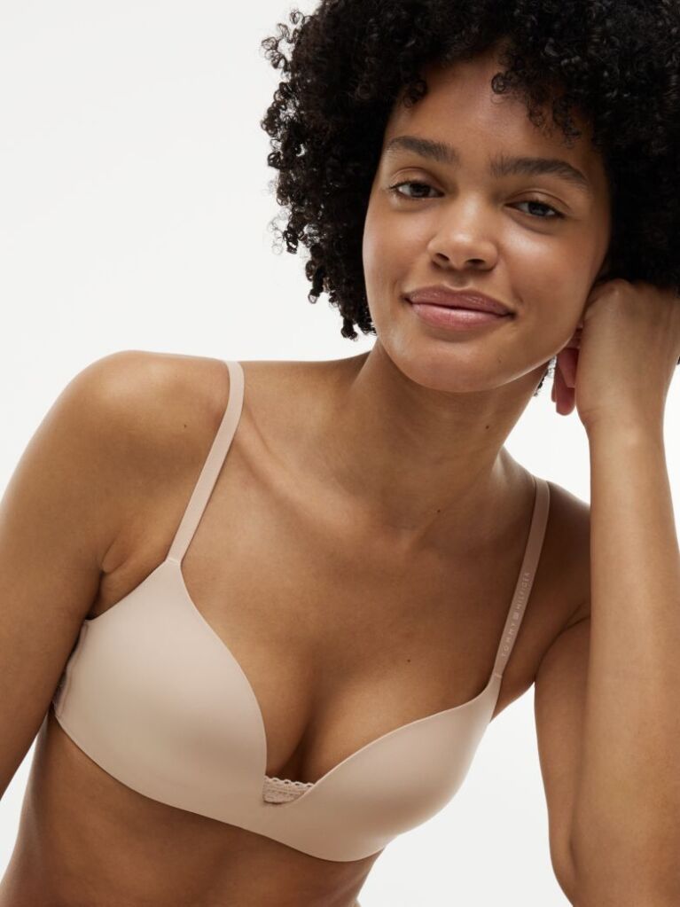 Beige Wireless Padded Push-Up Triangle Bra  Women