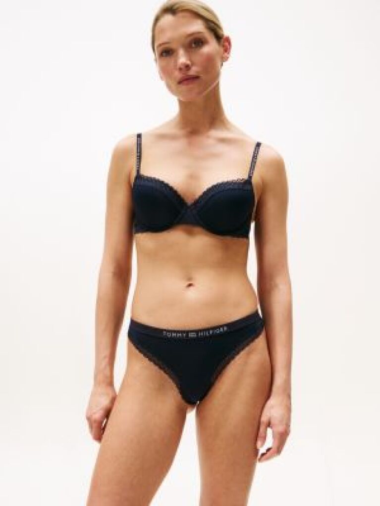 Blue Tonal Lace Demi-Cup Bra  Women