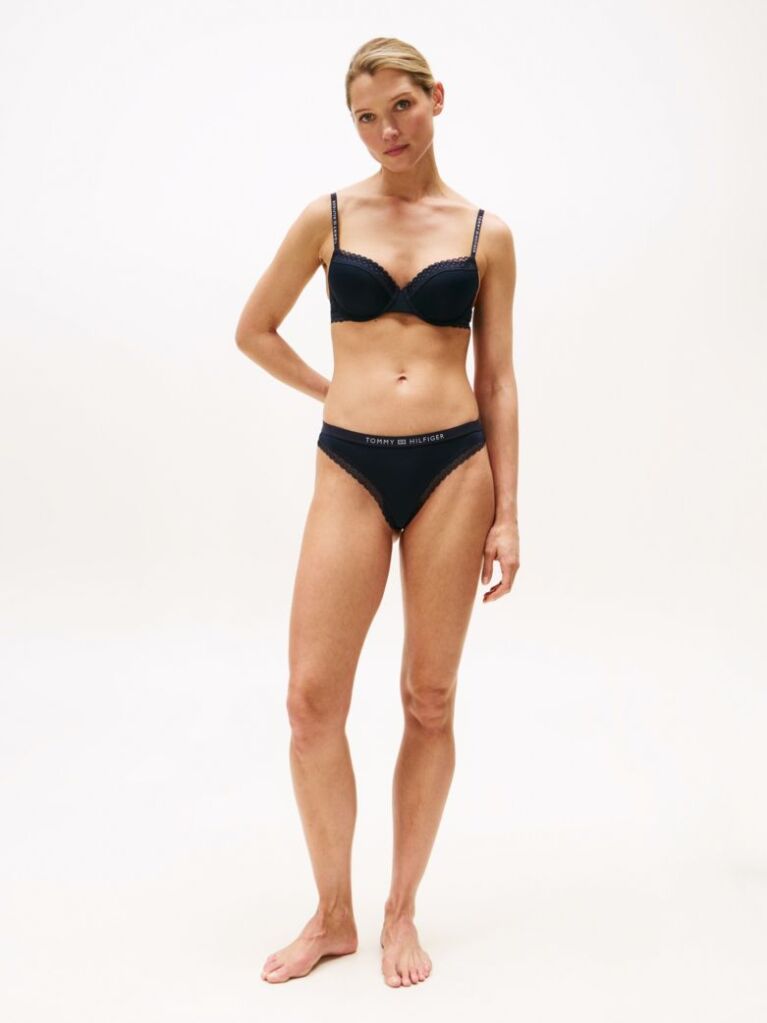 Blue Tonal Lace Demi-Cup Bra  Women